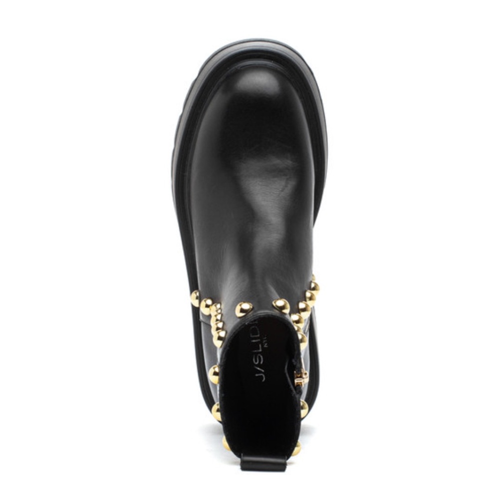 Black Leather Platform Studded Boot with Lug Sole - New in Box - Picture 6 of 7